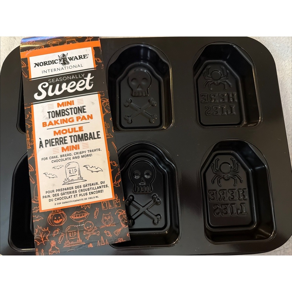 Nordic Ware Mini Tombstone Baking Pan Halloween Graveyard New NWT Cake Bread